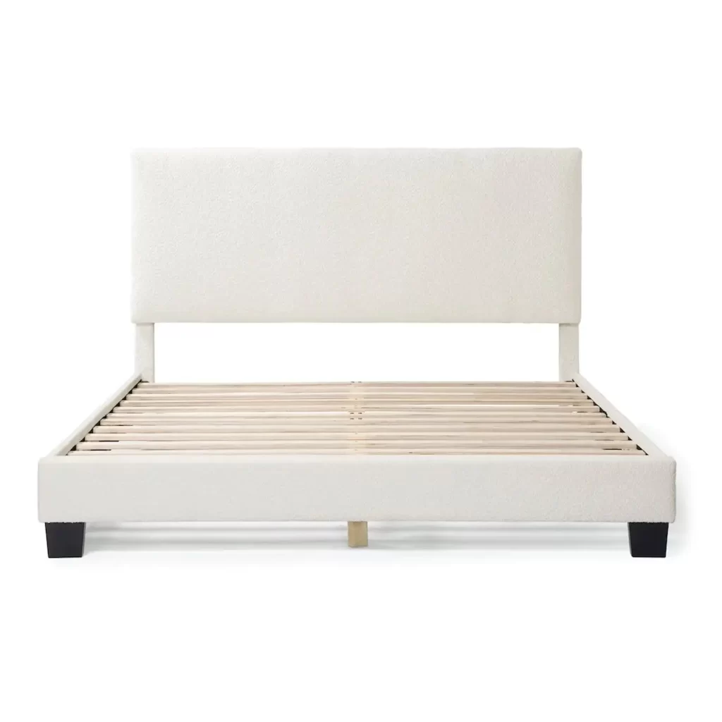 Furniture of America Lila Boucle Fabric Mattress Ready Queen Bed in White