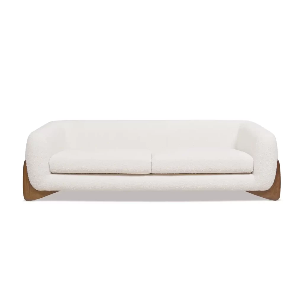Jennifer Taylor Home Alpine 90.5_ Modern Scandinavian Boucle Minimalist Round Arm Sherpa Sofa