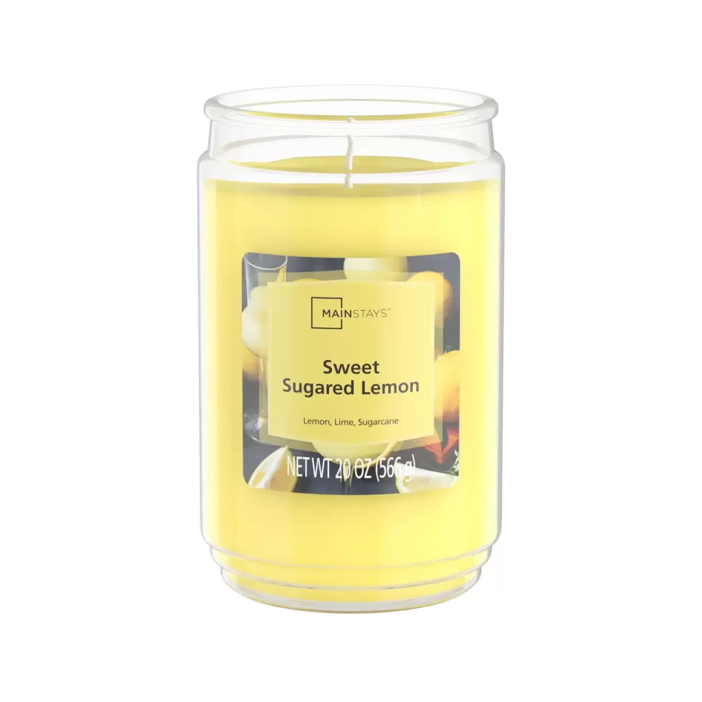 Mainstays Sweet Sugared Lemon Scented Single-Wick Large Glass Jar Candle, 20 oz