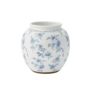 My Texas House 8_ Blue Floral Round Ceramic Vase