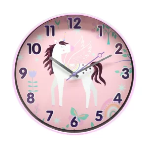 Youxiang 12_ Quartz Unicorn Pink Glitter Indoor Wall Clock, Easy Installation