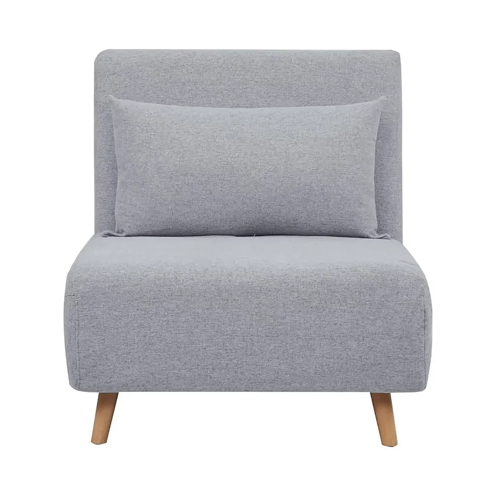 A&D Home Tustin Polyester Convertible Futon Chair, Light Gray
